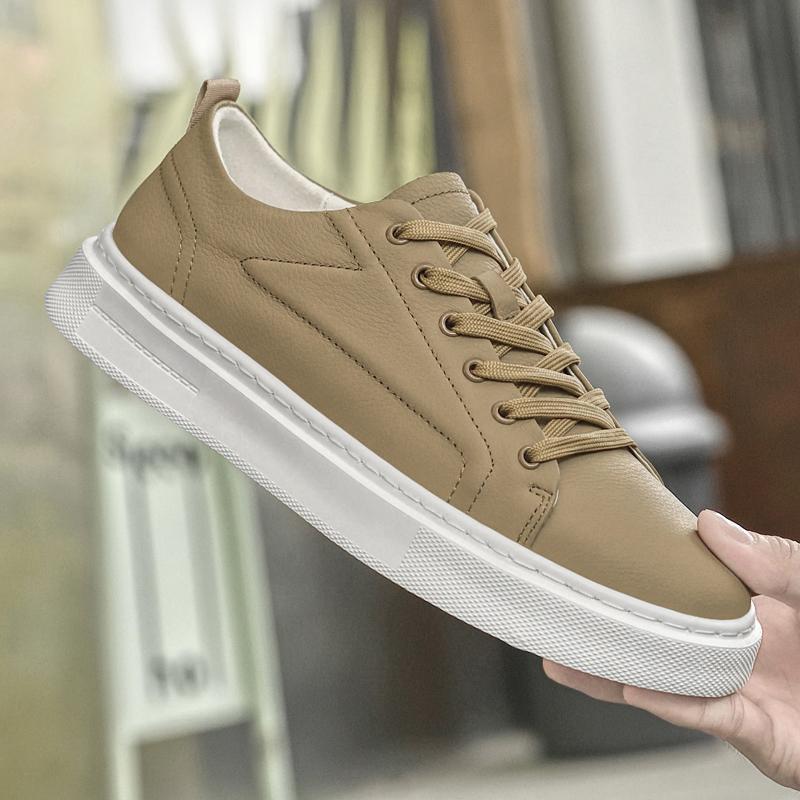 Fashion New Genuine Leather Mens Casual Shoes High Quality Comfy White Sneakers Handmade Breathable Running Shoe All-match Office Shoes