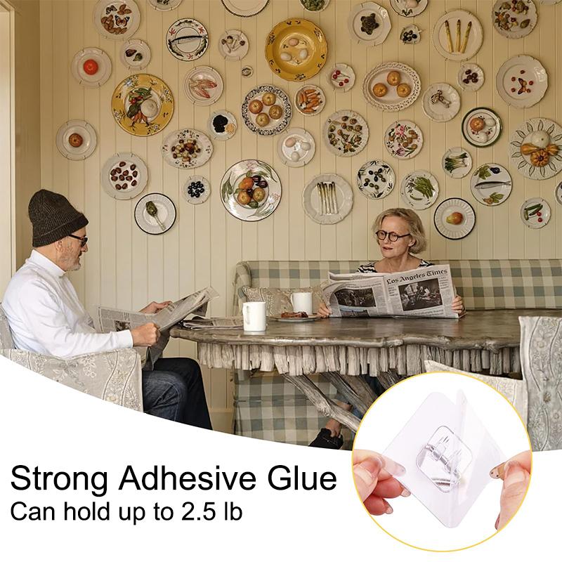 20PCS Plate Hangers For The Wall Wall Plate Hangers Invisible Adhesive Plate Wall Hangers For Display Vertical Plate Holder