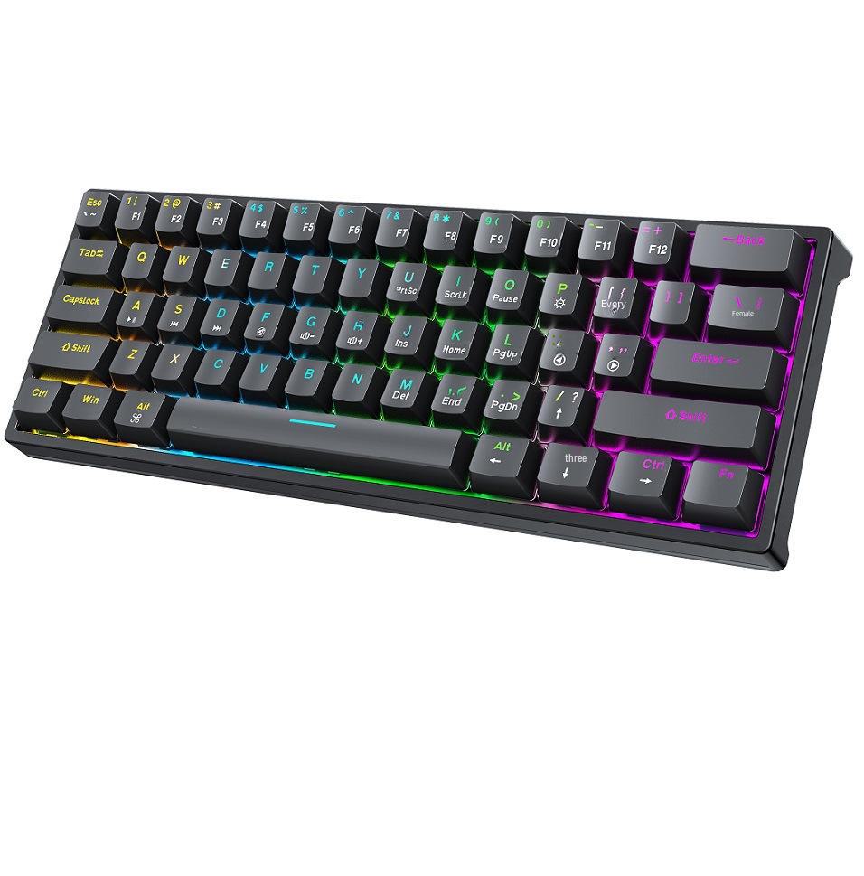 BAJEAL K101 Wired 61-Key Blue Axis Portable Luminous Mechanical Gaming Keyboard
