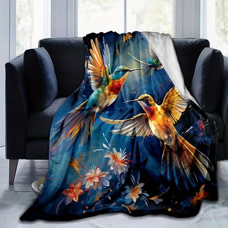 1pc Whimsical Dance of Hummingbirds Blanket  Soft & Cozy, Perfect Gift ,Living Room, Travel, Camping, Car Blankets