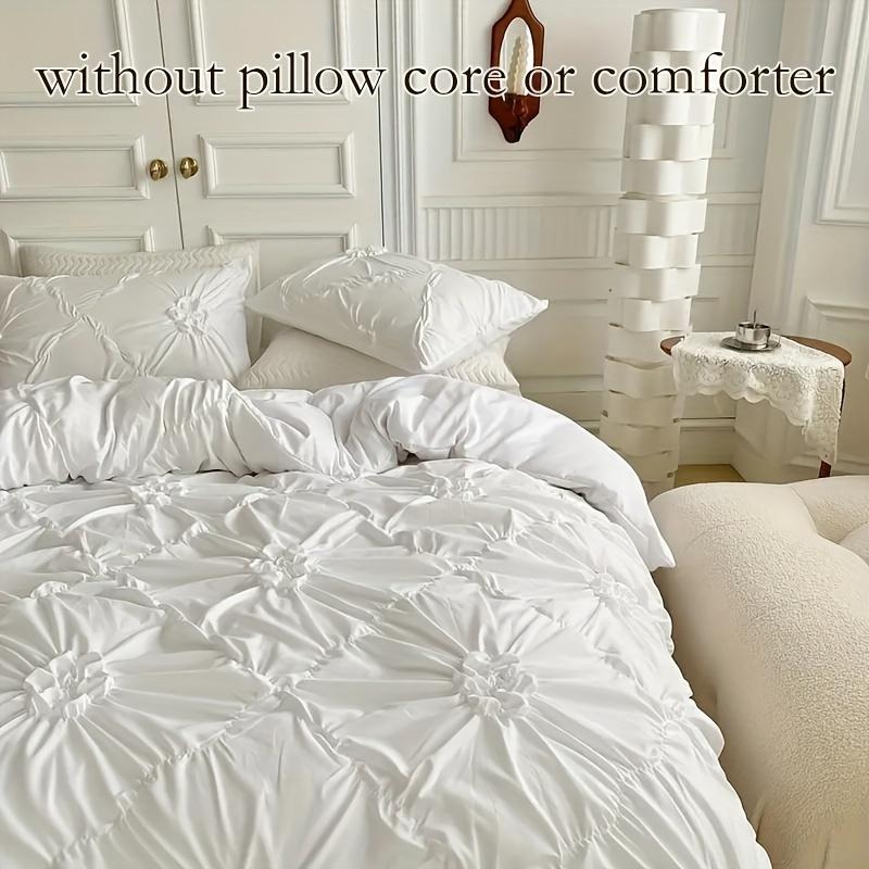 

3 шт. Комплект постельного белья с ромбовидным узором 3D Плиссированный комплект пододеяльника Дышащий всесезонный комплект постельного белья Машинная стирка Пододеяльник 135x200cm белый