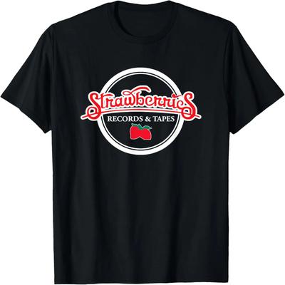 Strawberries Records & Tapes Vintage Retro Music T-Shirt