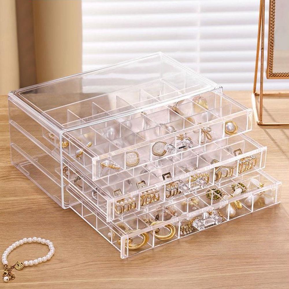 Jewelry Storage Box Multi-layer Desktop Organizer Transparent Large-Capacity Ring Earrings Necklace Jewelry Storage Box With Lid