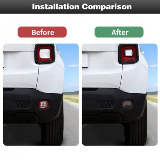 Smoked Rear Tailgate Fog Light Bezel Covers For Jeep Renegade 15-18 Accessories