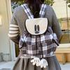 Schoolbag Korean version ins niche college style sweet soft girl mini backpack retro plaid cute cartoon parent-child backpack