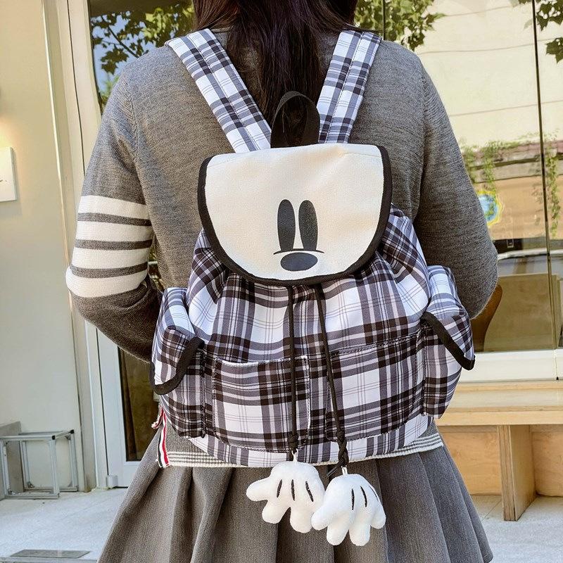 Schoolbag Korean version ins niche college style sweet soft girl mini backpack retro plaid cute cartoon parent-child backpack