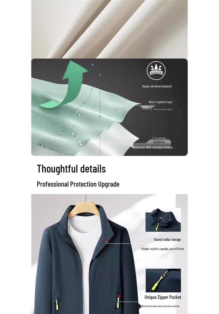 Men's Waterproof Windproof Stand Collar Work Jacket with Custom Logo for Autumn/Winter