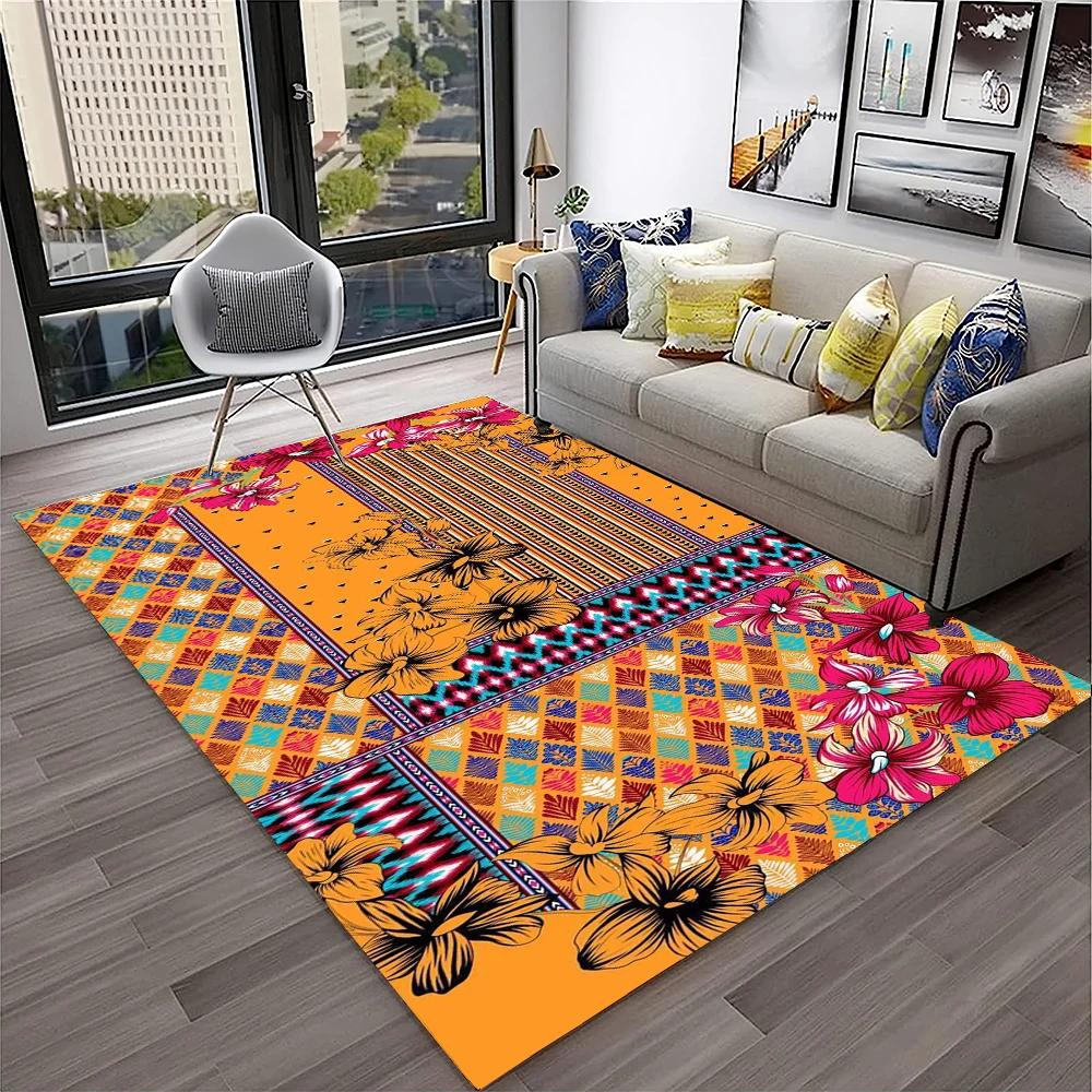 Persian Turkey Bohemian Flower Carpet Rug for Home Living Room Bedroom Sofa Doormat Kitchen Decor,Area Rug Non-slip Floor Mat