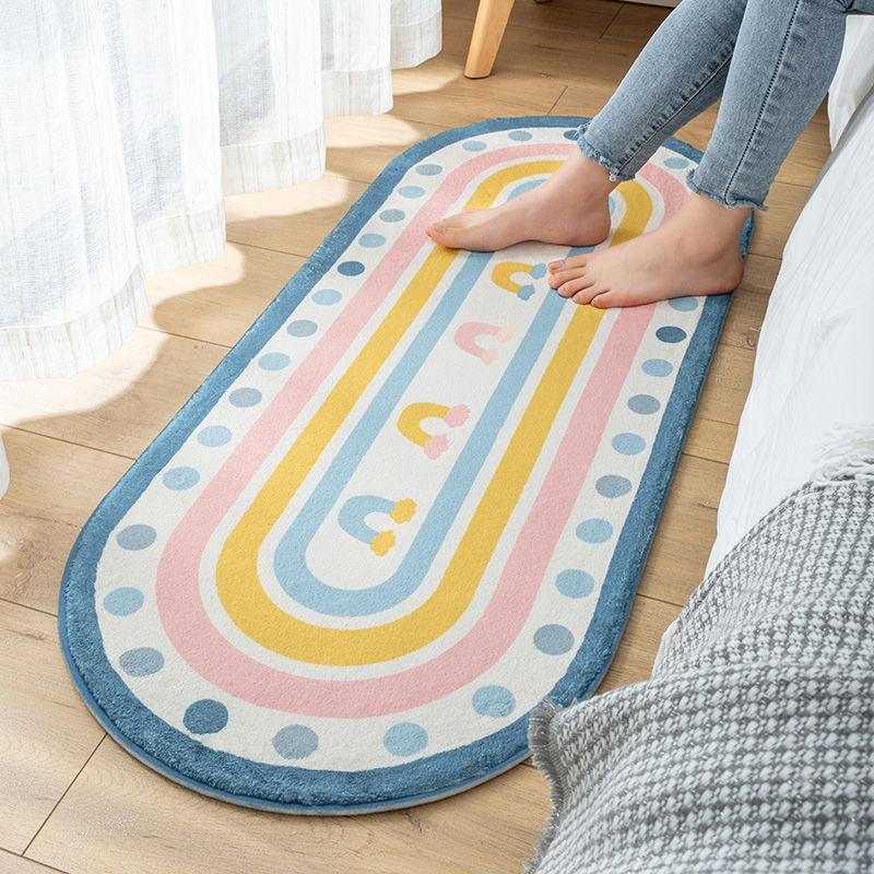 Oval Living Room Carpets Cute Furry Bedroom Kids Play Tents Carpet Home Decorative Rug Soft Non Slip Absorbent Baby Floor Mat