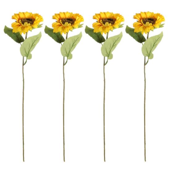 Artificial Sunflower with Leaves Long Stem Fake Silk Large Sunflower for Home Hotel DIY Craft Wedding Party Indoor Outdoor Decoration