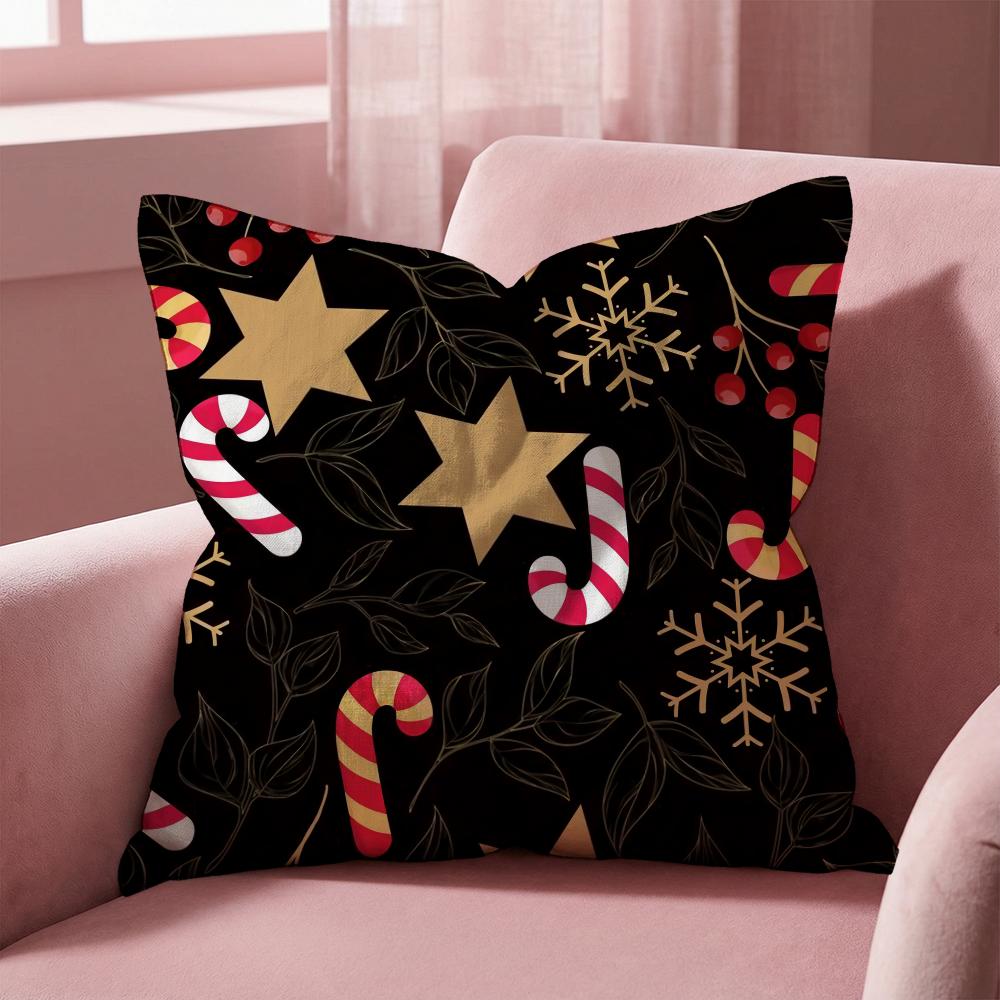 Christmas tree bells snowman Cushion Cover Multi-Scene Pillow Cover for Home & Car - Reversible, Soft & Durable for Daily Use