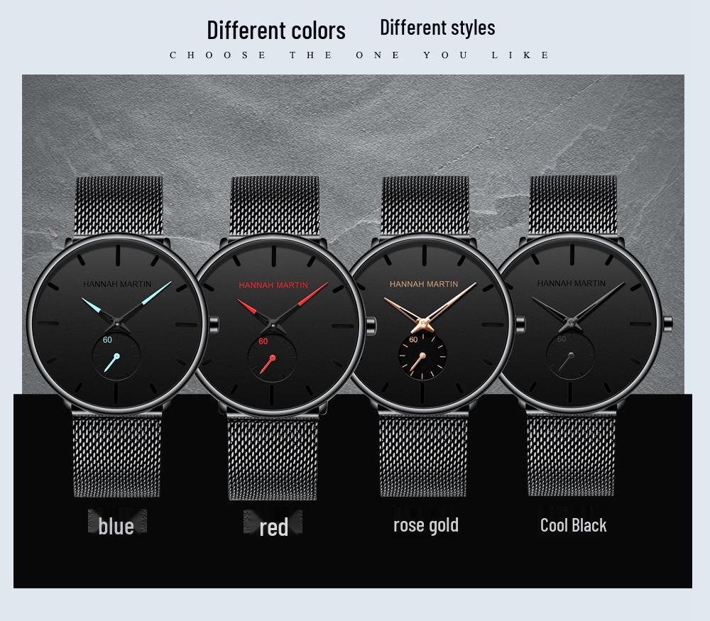 Men's Black Luminous Quartz Sports Watch - Trendy Waterproof Wristwatch