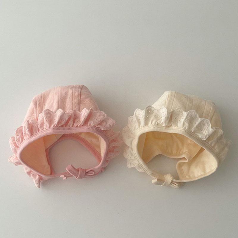Cute Baby Hat Lace Ruffle Princess Infant Girl Bonnet Cap Solid Color Newborn Court Hats Photo Props