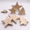 6-24pcs Solid Wood Christmas Tree Star Ornaments Christmas Decor 3D Wood Texture Craft Ornament Home Table Xmas Decorations 2025