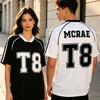 Tate McRae T8 Fußballtrikot Unisex Streetwear Fußball-T-Shirts V-Ausschnitt Kurzarm Locker Sommer-T-Shirts Design Grafikdruck Merch
