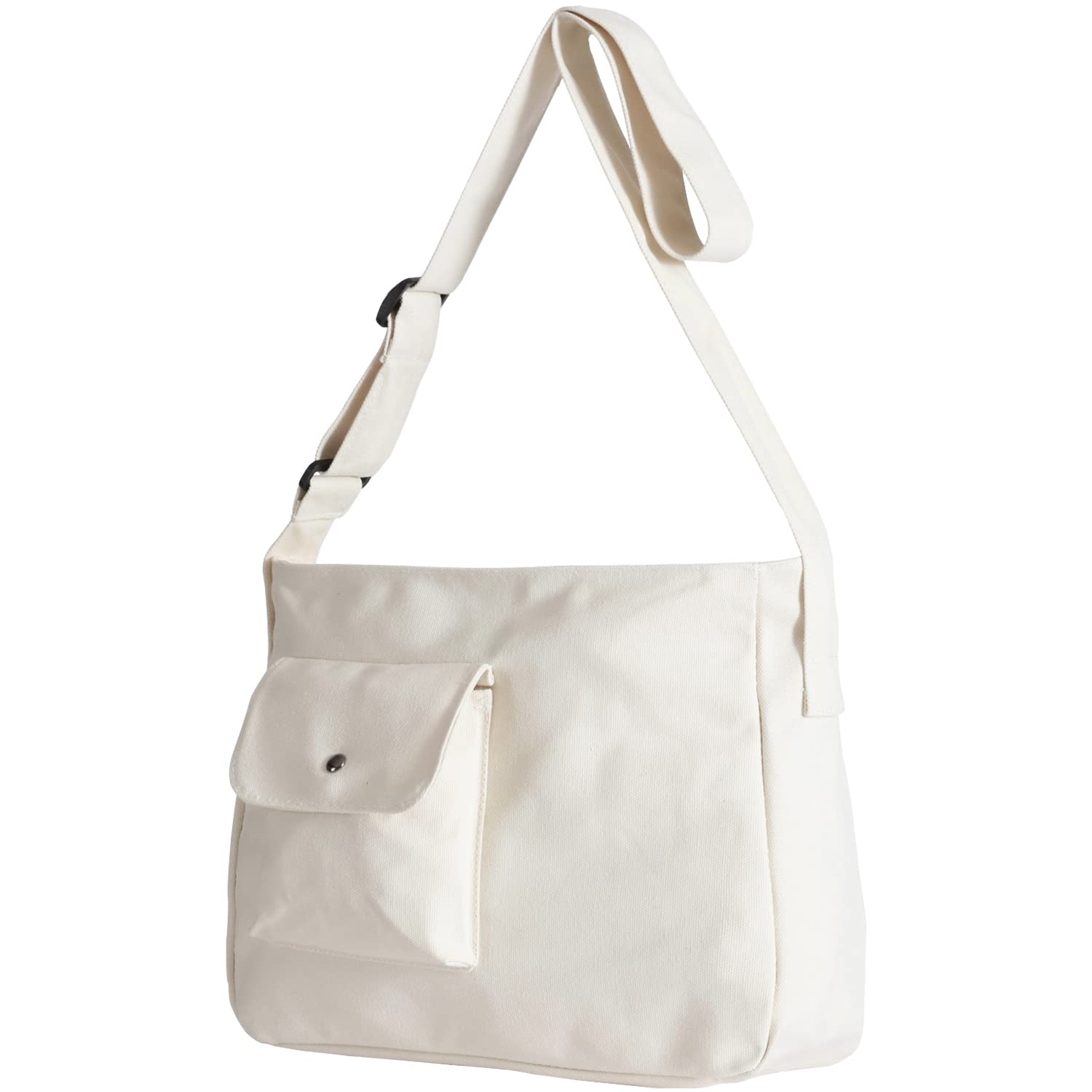 

Tote Bag Canvas Shoulder Bag Large Capacity A4 Plain Crossbody Canvas [Fabram] Women s Men s (White) білий