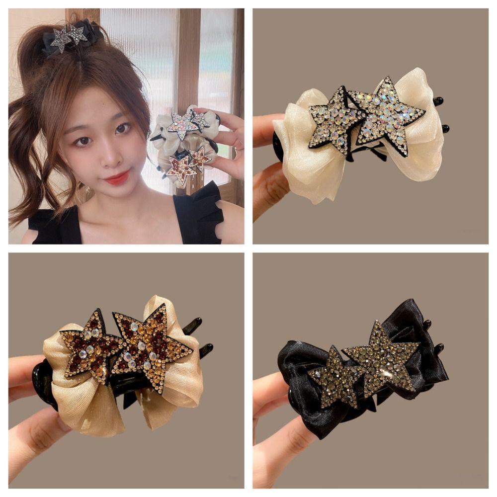 

Сетчатый бантик для волос, заколка в виде краба, головные уборы с фиксированным высоким зажимом для хвоста, милые девушки