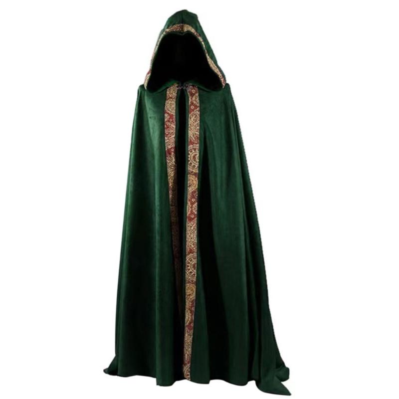 

Halloween Death Cloak Loose Comfortable Hooded Death Robe Cloak Meidieval Cape Costume for Adult Cosplay Party Halloween XXL зелений