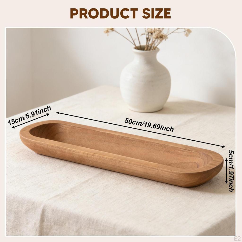 Bowl Rustic Wooden 16.7 x 5.9 inch Fruit Dessert Platter Decorative Storage Tray for DIY Home