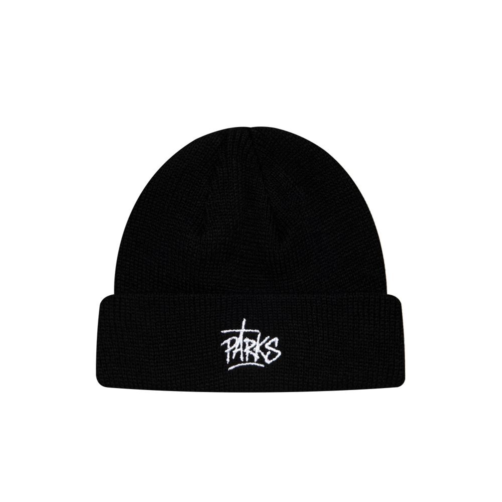 Pagseu Hiker Embroidered Short Beanie Black