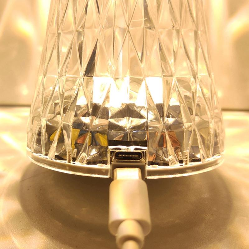 RGB16 Barevná Diamantová Stolní Lampa USB Nabíjecí Křišťálové Noční Lampičky Akrylová Dekorace Noční Světla Ložnice Postel LED Osvětlení Dárek