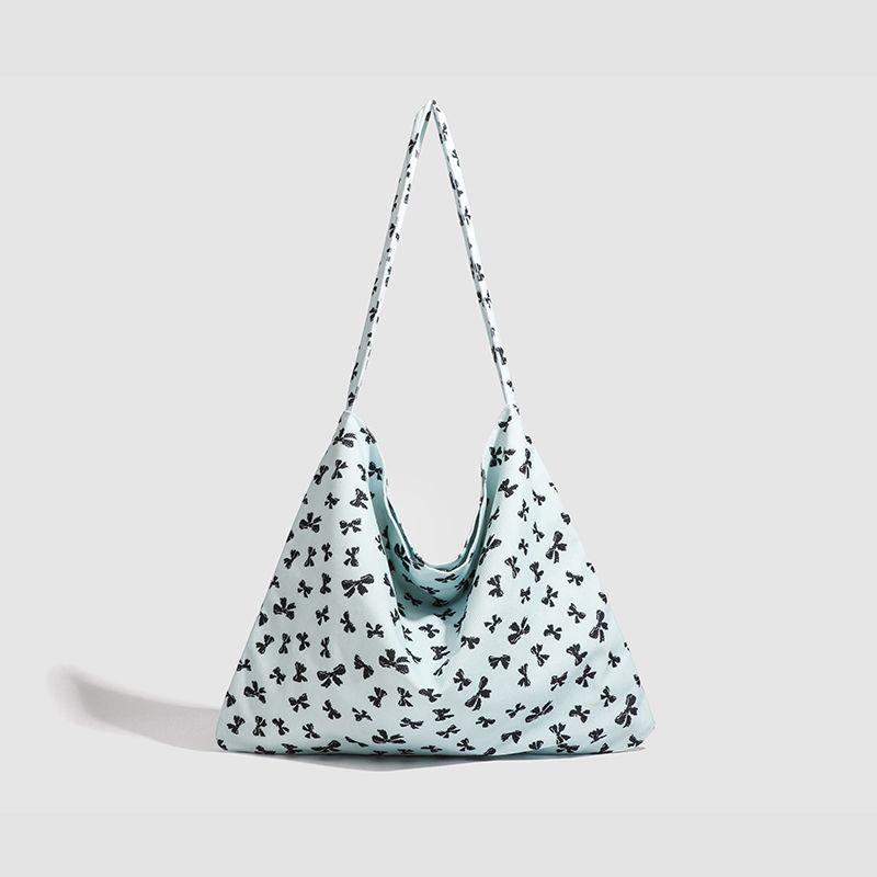 Broken Flower Canvas Bag Bag Women'S Summer Tide Korean Tote Bag Large Capacity Bow Bucket Bag