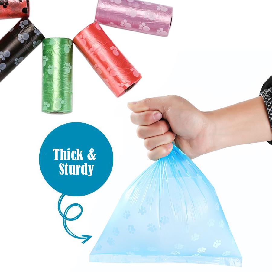 6 Rolls Printed Pet Poop Bags, Dog & Cat Waste Bags for Outdoor Cleanup, Disposable Leak-Proof Pickup Bags