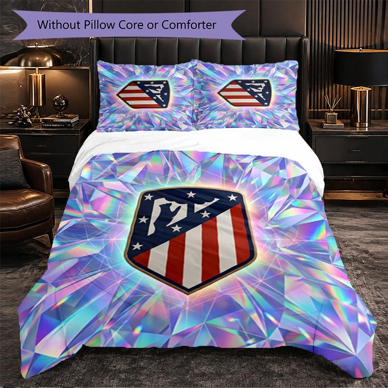Set Lenzuola Atletico Madrid Modello 3 Pezzi Morbida Copripiumino in Microfibra con Federe per Camera da Letto