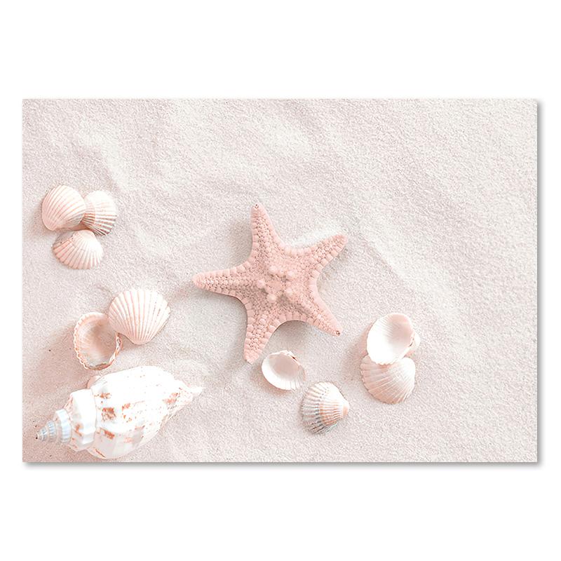 Beach Sea Posters Wave Bridge Starfish Shell Reed Canvas Painting Nordic Room Wall Art Printed Picture For Living Room Decor