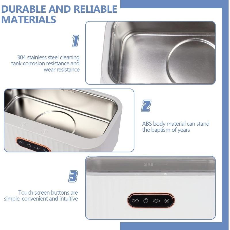 Ultrasonic Cleaner, 45 kHz Ultrasonic Glasses Cleaner with 4 Modes, 400 ml Ultrasonic Cleaner, Stainless Steel Ultrasonic Cleaner for Jewelry, Glasses