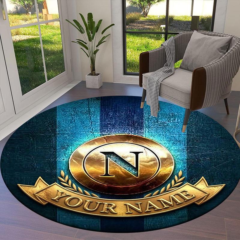 SSC Napoli Custom Name Round Area Rug,Carpet Rug for Living Room Bedroom Sofa Playroom Decor,Non-slip Floor Mat