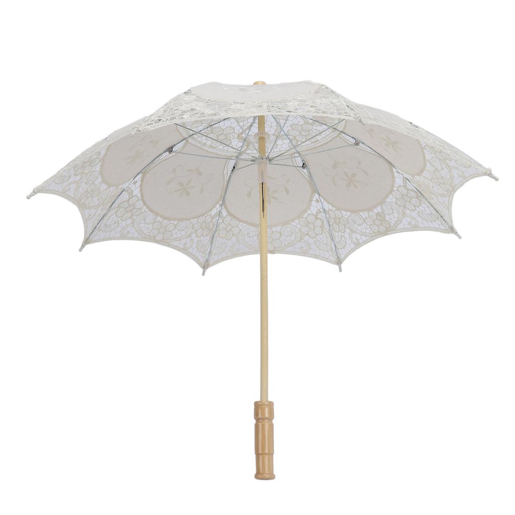 Spets Parasoll Paraply Bröllop Brud Spets Paraply Dekorativ Broderi Blomma Paraply för