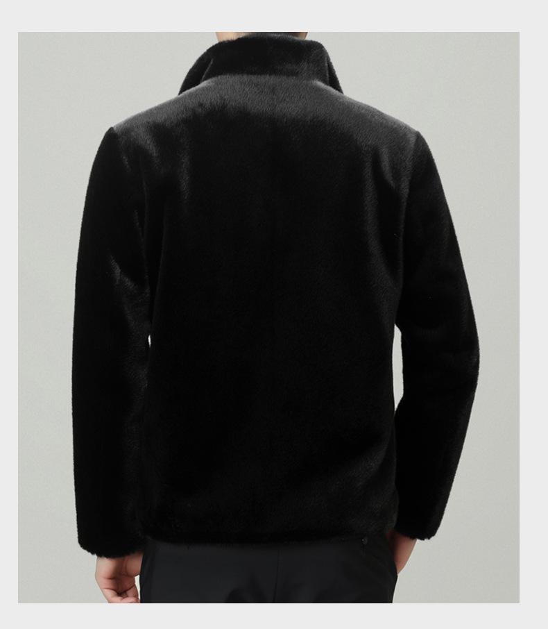 Men's Golden Mink Velvet Winter Coat 2025: Middle-Aged Fashion, Casual Warm Fleece Jacket, Loose Fit Outerwear