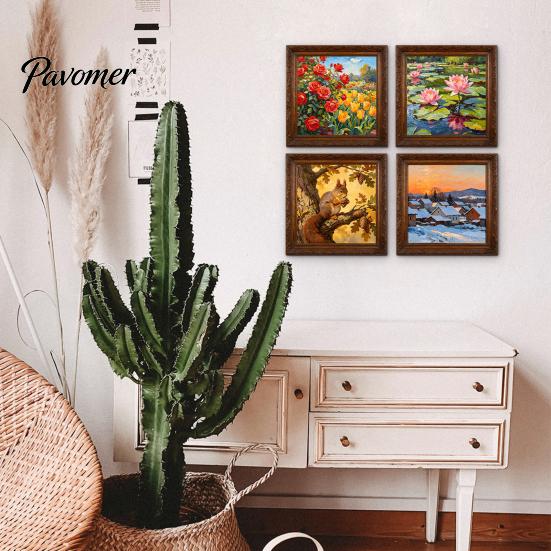 Easy Install Window Decor for Beginners 4Pcs Four Seasons Landscape Wall Sticker, Waterproof PVC Decorative Modern Scenery Decorations Office