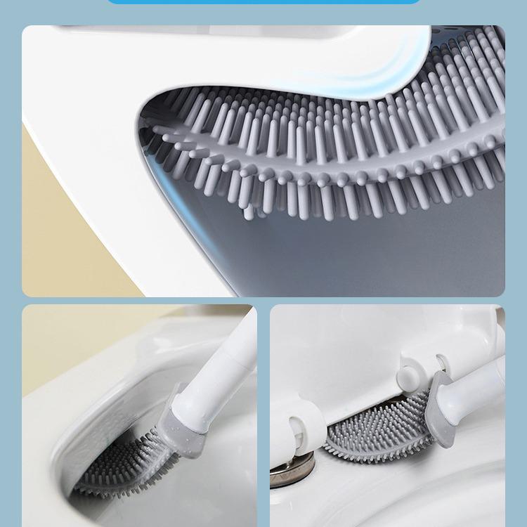 Wall-Mounted Silicone Toilet Brush Set for Seamless Cleaning