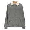 Women's Casual Full Zip Up Jacket Sweatshirt Coat Lapel Collar Solid Color Coats Warm Clothes With Pockets