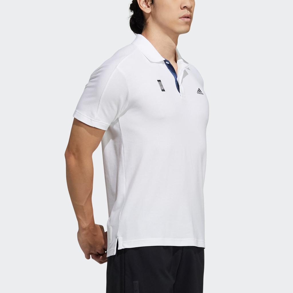 Adidas Pure Color Logo Print Short Sleeve Polo Shirt Men Tops White GP0827