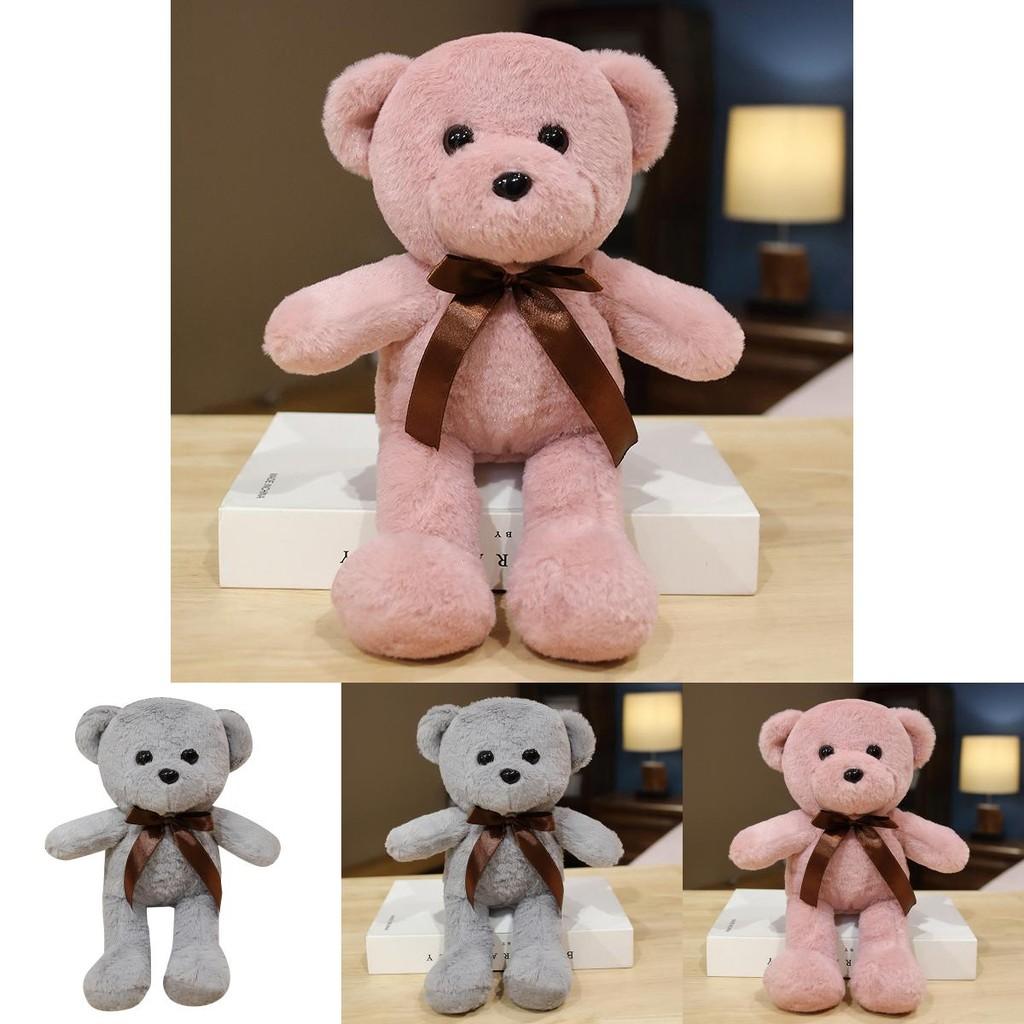 Plush Bear Wedding Gift With Rabbit Hair Ribbons For Celebration Decor