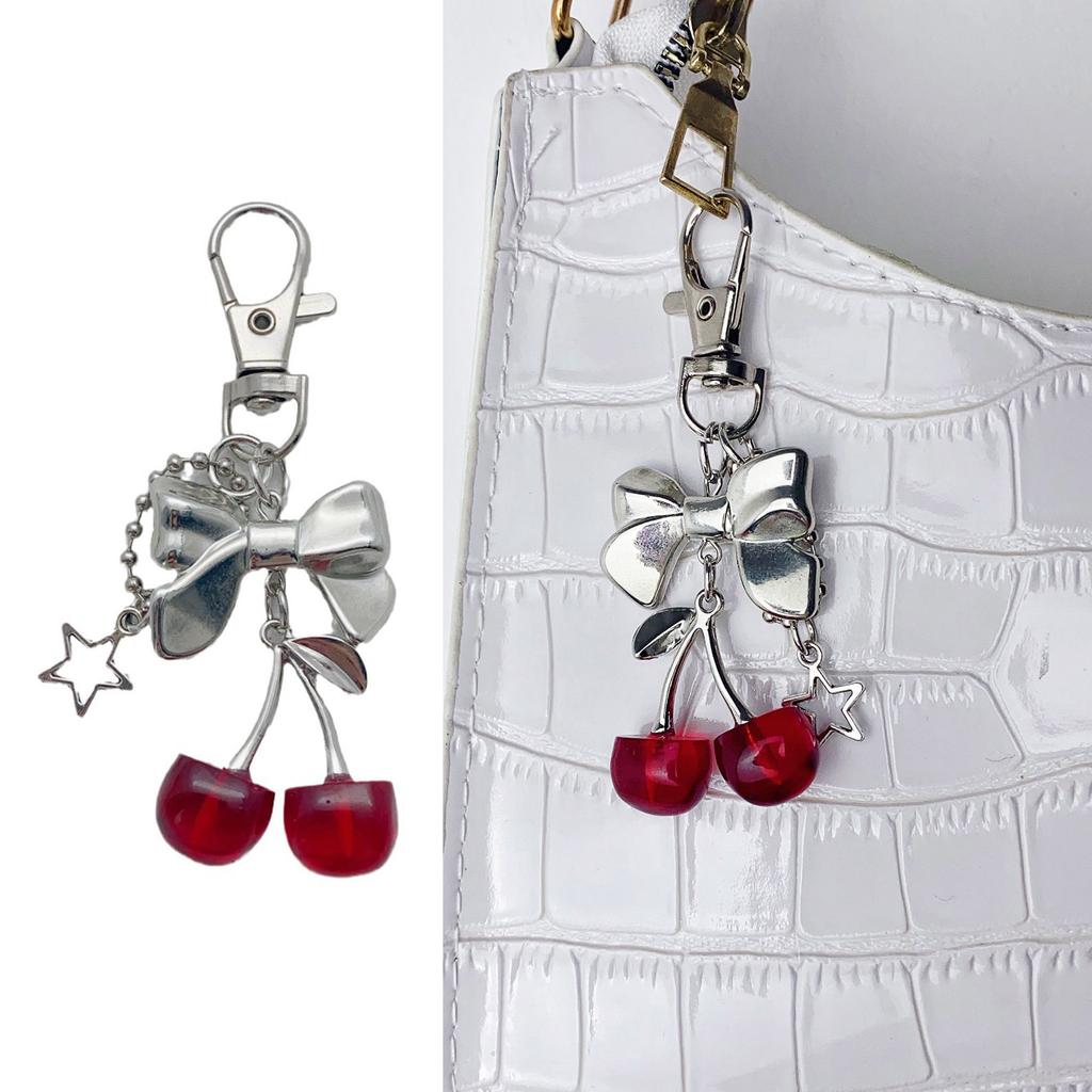 Fashionable Cherrys Bag Charm Keychain for Women with Sturdy Alloy Materials Designs for Purses Handbags Backpacks