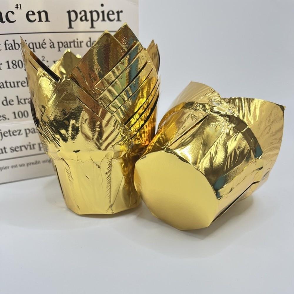 50Pcs Pastry Tools Muffin Cupcake Liners Tulip Style High Temperature Resistant Cupcake Paper Cups Oilproof & Non-Stick