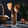 Thailand Teak Natural Wood Tableware Spoon Ladle Turner Long Rice Colander Soup Skimmer Cooking Spoons Scoop Kitchen Tool Set