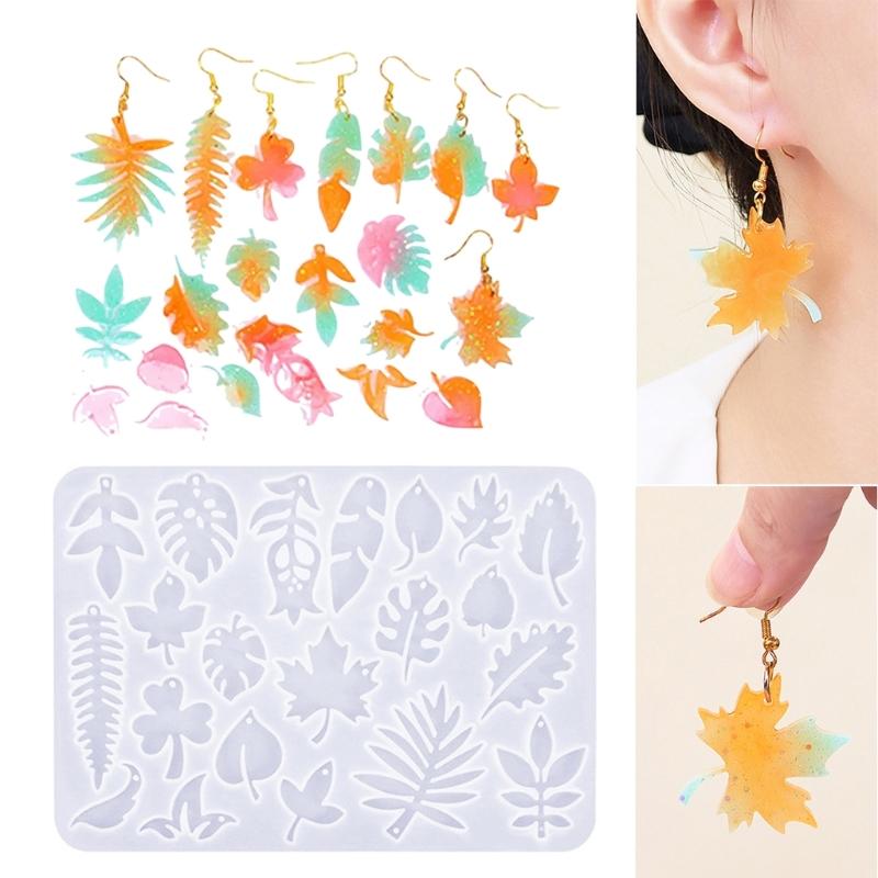 Flexible Silicone Earwear Mold Crystal Epoxy Leaf Earrings Mould Personalized Ear Pendant Mold Jewelry Making Supplies