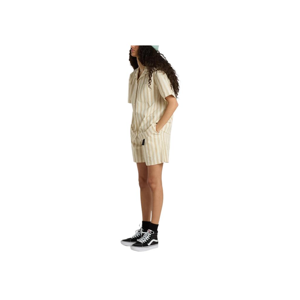 Vans X Spitfire Collaboration Checkerboard Wave Stripe Casual Shorts Women Shorts Off-White VN000GJSDJR