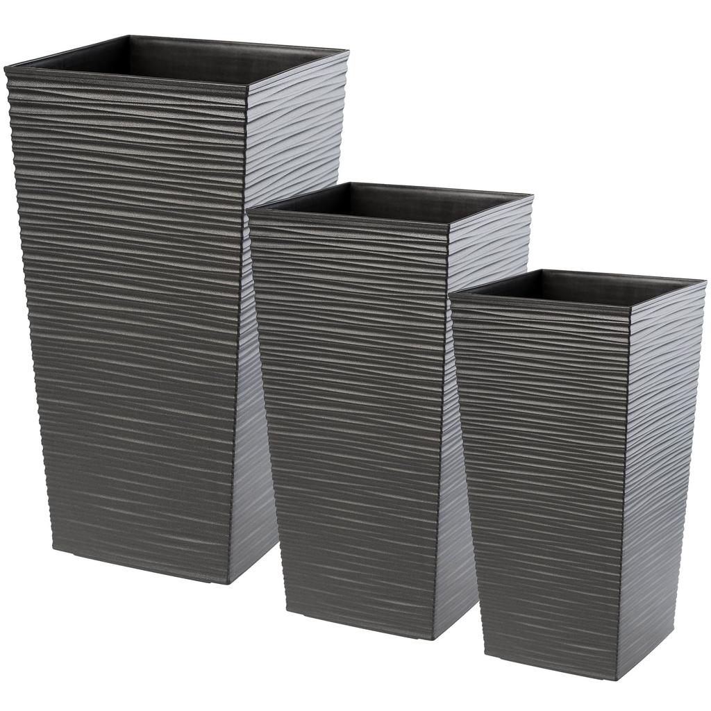 KADAX Set of 3 Flowerpots Flowerpots Inserts Garden Flowerpots Tall Graphite 57cm