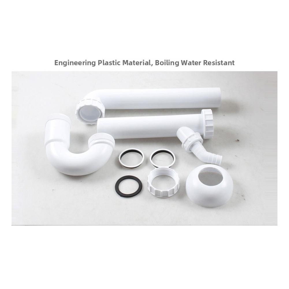 Kitchen Sink Drain Pipe Wall Mounted U-shaped Bend Anti Smell Connects Dishwasher Water 40mm Diameter Plastic Connects To 50mm