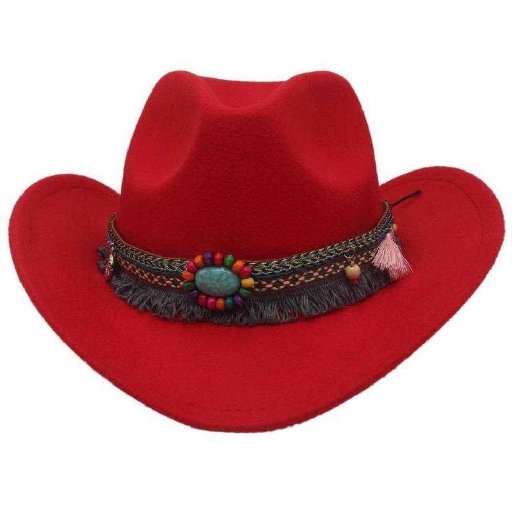 Woolen Western Cowboy Hat Solid Color Party Cosplay Hat Simple Cowgirl Jazz Hat Bucket Hats