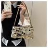 Portable Large Capacity Shoulder Bag Shiny Sequins Multifunctional Women's Handbag with Zipper Solid Color Underarm Bag Dinners