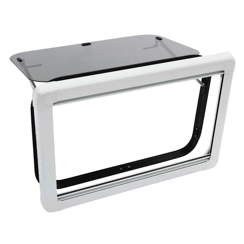 Okno wyjściowe do kampera 30x20 cali, otwierane na zewnątrz, zamiennik z moskitierą, czarne białe, do przyczepy kempingowej