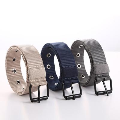 Men's Casual Belts  Solid Color Simple Waistband Metal Belt Hole Black Metal Buckle Men's Apparel Accessories