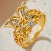 Creative Elegant Butterfly Hollow Inlay Zircon Ring For Women Birthday Accessories Festival Gift Birthday Anniversary Jewelry